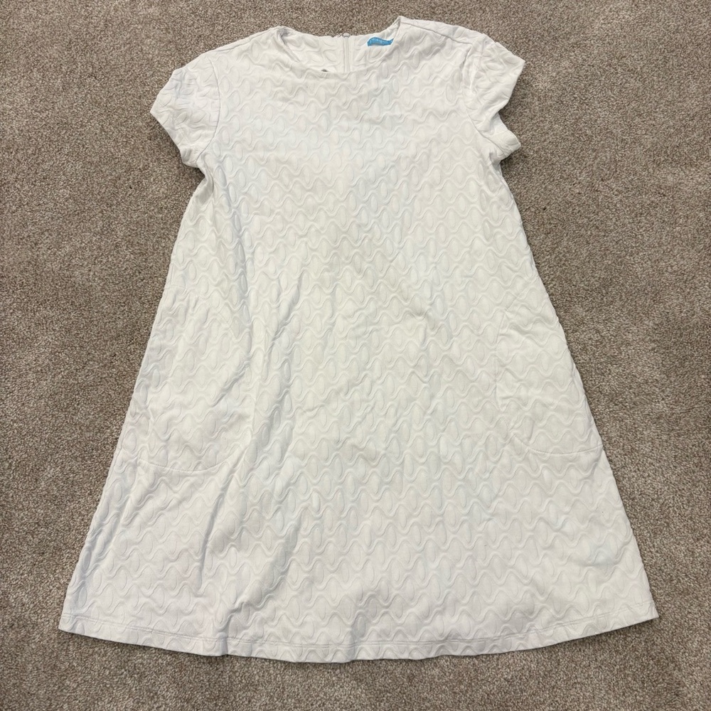 J. Mclaughlin Cap Sleeve Swing Catalina Cloth MIDI Dress White Geometric M